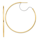 14K Two-Tone Large 2x55mm D/C Wire Polished Hoop Earrings TF1643