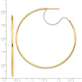 14K Two-Tone Large 2x55mm D/C Wire Polished Hoop Earrings TF1643
