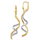 14K Two-tone Spiral Dangle Leverback Earrings PRE305