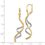 14K Two-tone Spiral Dangle Leverback Earrings PRE305