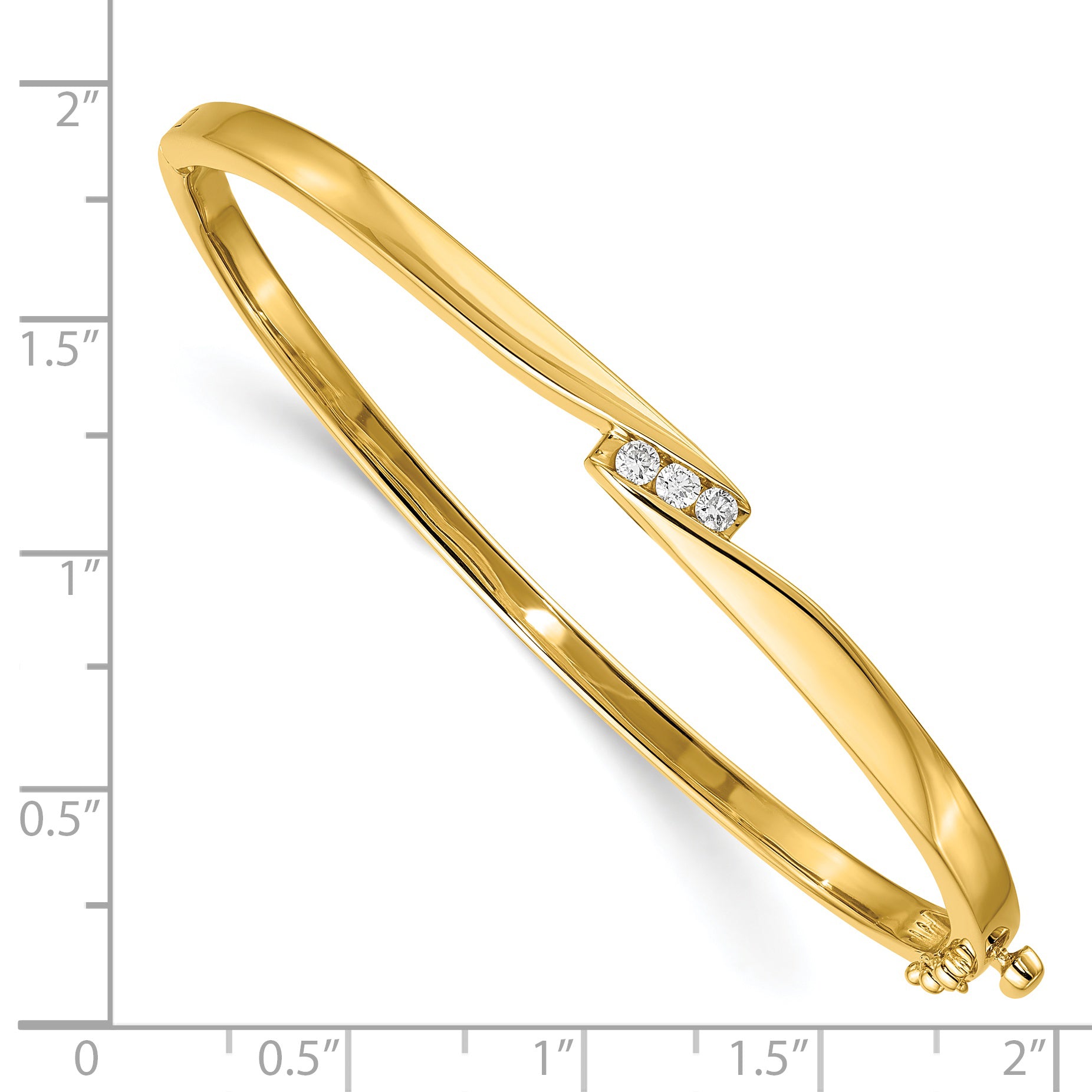 14k Complete 3-Stone 1/8 carat AA Diamond Hinged Oval Bangle Bracelet XB83AA