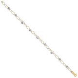14k Two-tone Diamond-cut Puffed Stars and Oval Link 7.25 inch Bracelet FB1322