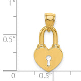 14K Polished Heart Lock Charm D3404