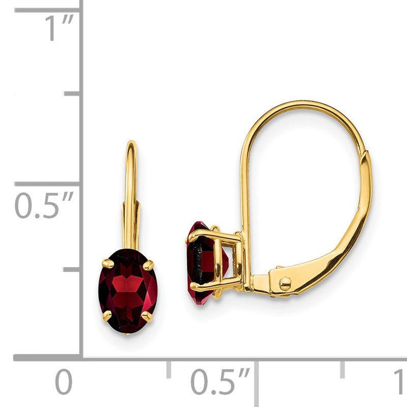 14k 6x4mm Oval Garnet Leverback Earrings XLB114GA