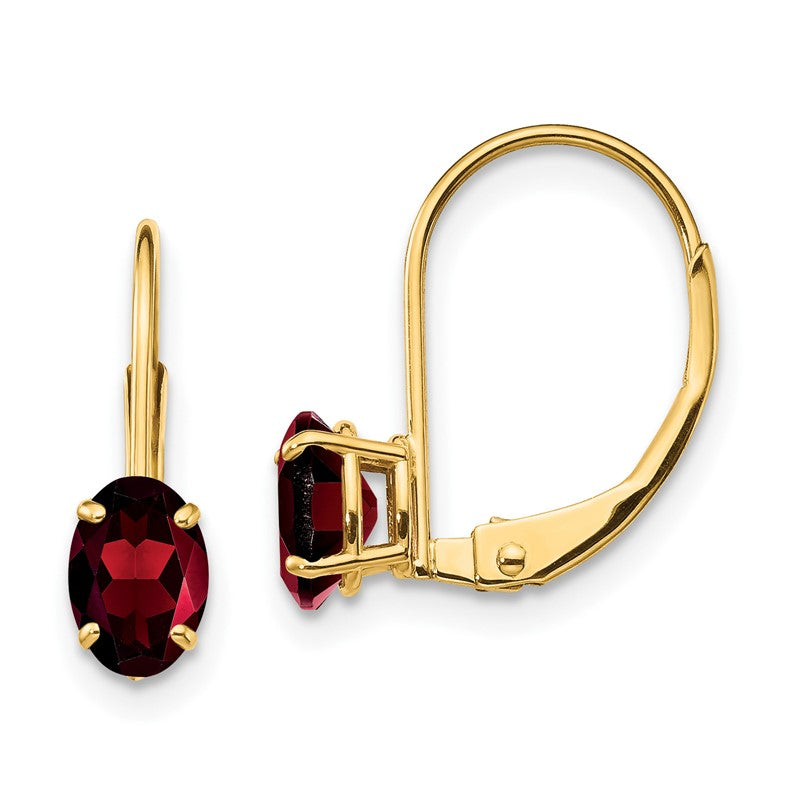 14k 6x4mm Oval Garnet Leverback Earrings XLB114GA