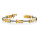 14k Two-tone Complete 1.4 carat Round AA Diamond Bezel and Twisted Bar 7 inch Bracelet X2015AA