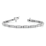 14k White Gold Complete 1 carat Round AAA Diamond Bar Link 7 inch Tennis Bracelet X762WAAA