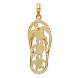 14K Two-tone Triple Sea Turtle Flip-Flop Pendant K4206