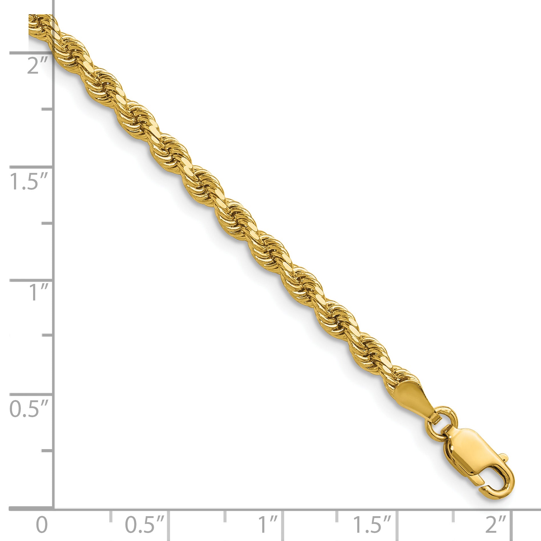 14K 26 inch 3.25mm Diamond-cut Rope with Lobster Clasp Chain 024L
