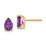 14k 7x5mm Pear Amethyst Post Earrings XE80AM