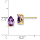 14k 7x5mm Pear Amethyst Post Earrings XE80AM