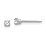 Inverness 18k White Gold 3mm CZ Post Piercing Earrings 257E