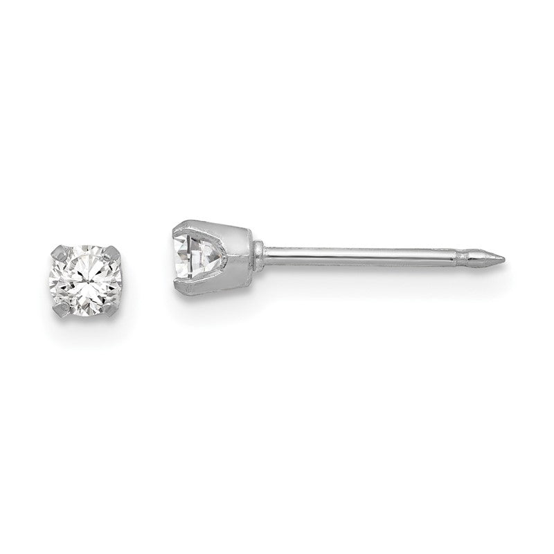 Inverness 18k White Gold 3mm CZ Post Piercing Earrings 257E