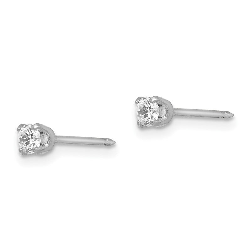 Inverness 18k White Gold 3mm CZ Post Piercing Earrings 257E