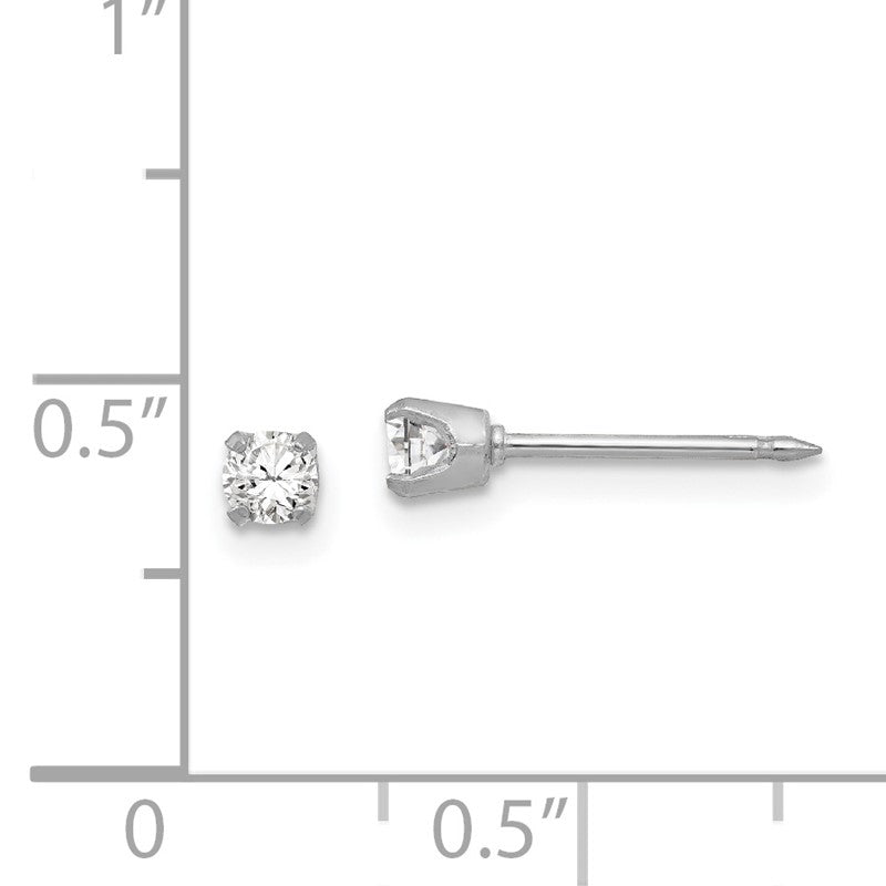 Inverness 18k White Gold 3mm CZ Post Piercing Earrings 257E
