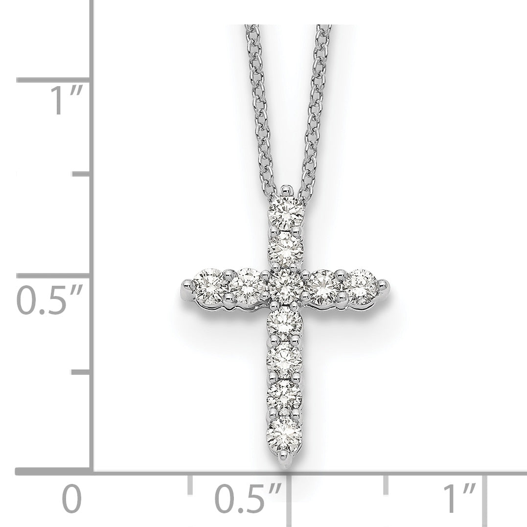 14k White Gold 1/4 carat Diamond Cross Pendant 18 inch Necklace PM1000