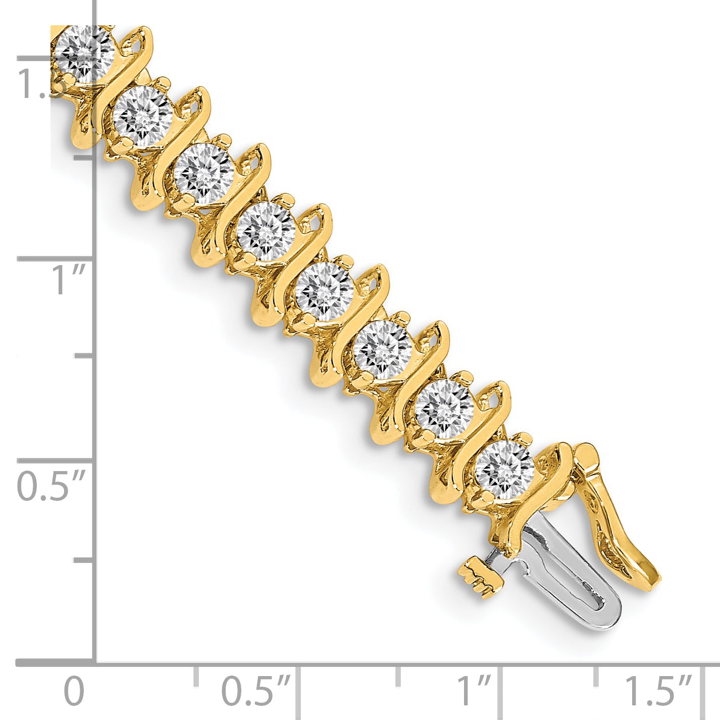 14k Complete 7.19 carat Round VS Diamond 2-prong S-link 7 inch Tennis Bracelet X707VS