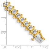14k Complete 7.19 carat Round VS Diamond 2-prong S-link 7 inch Tennis Bracelet X707VS