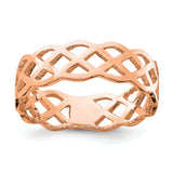 14K Rose Gold Polished Woven Celtic Knot Band D4733