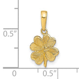 14k Polished and Textured 4-Leaf Clover Pendant D4371