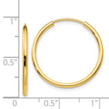 14k 1.5x23mm Polished Round Endless Tube Hoop Earrings XY1160