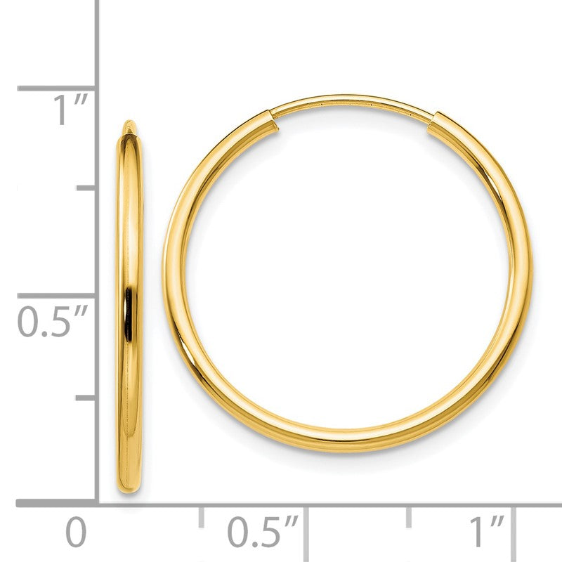 14k 1.5x23mm Polished Round Endless Tube Hoop Earrings XY1160