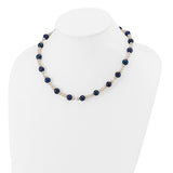 14k White Gold Black and White Semi-Round Freshwater Cultured and Mirror Bead 18 inch Necklace XF437