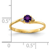14k 4mm Round Amethyst and AA Diamond Ring Y4712AM/AA