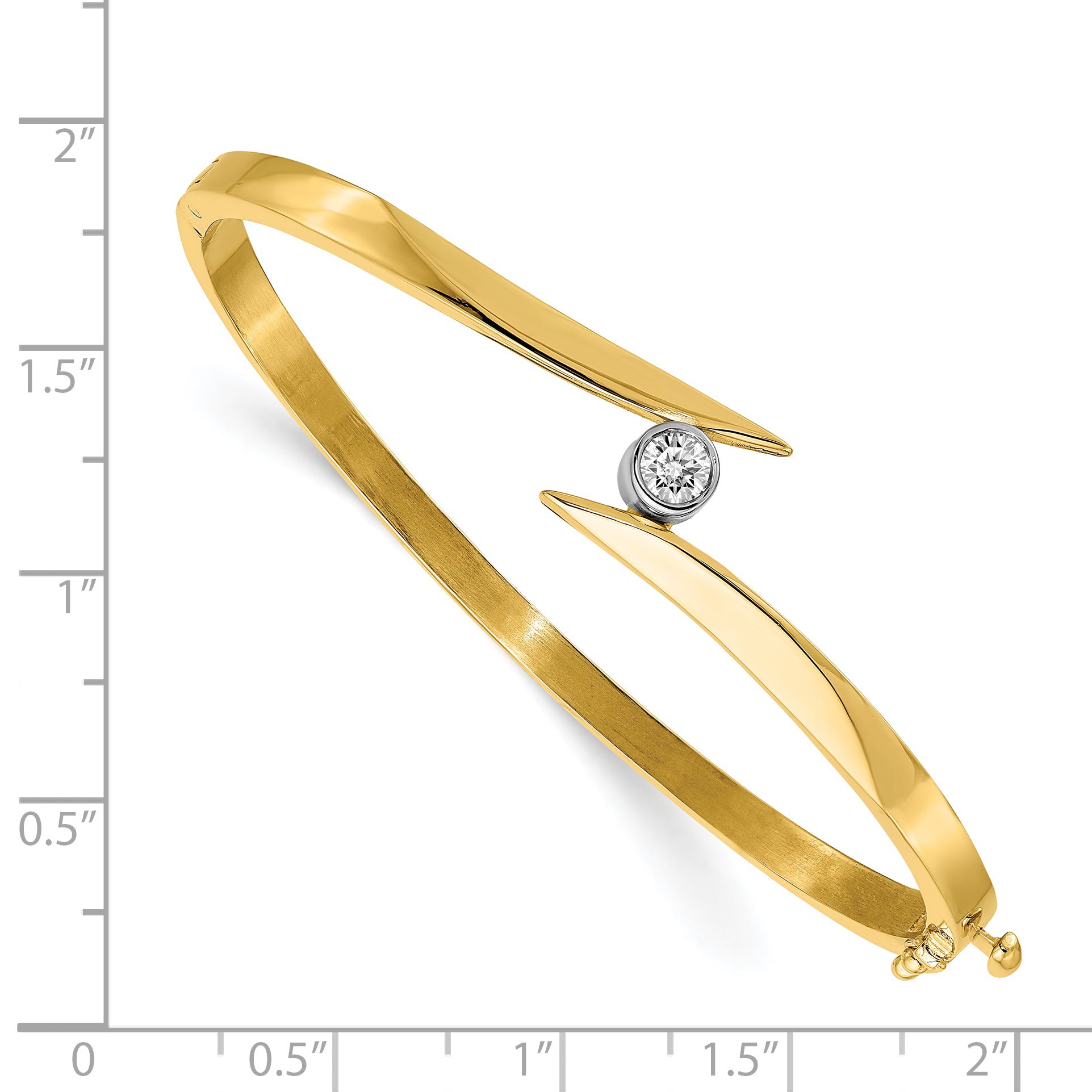 14k Two-tone Complete 1/4 carat AA Diamond Hinged Oval Bangle Bracelet XB76AA
