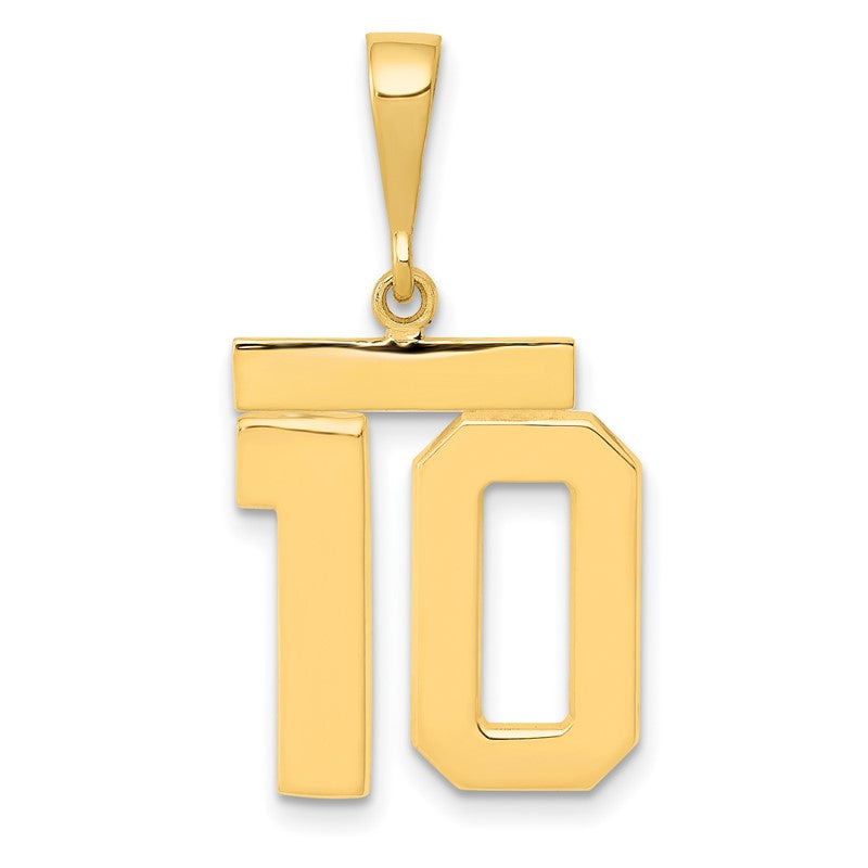 14k Medium Polished Number 10 Charm MP10
