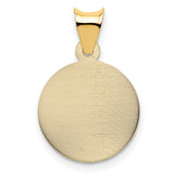 14K Polished Diamond-cut Solid Sagrado Corazon de Jesus Round Pendant K5594