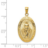 14k Polished and Satin Solid Miraculous Medal Oval Pendant K5647