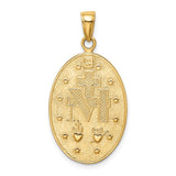 14k Polished and Satin Solid Miraculous Medal Oval Pendant K5647