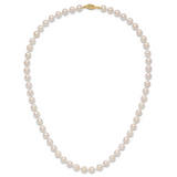 14k 7-8mm White Round Akoya Saltwater Cultured Pearl 16 inch Necklace PL70AA