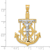 14k Two-tone Diamond-cut Mariners Crucifix Pendant C3716