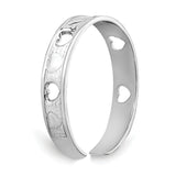 14k White Gold Polished with Hearts Toe Ring K5106