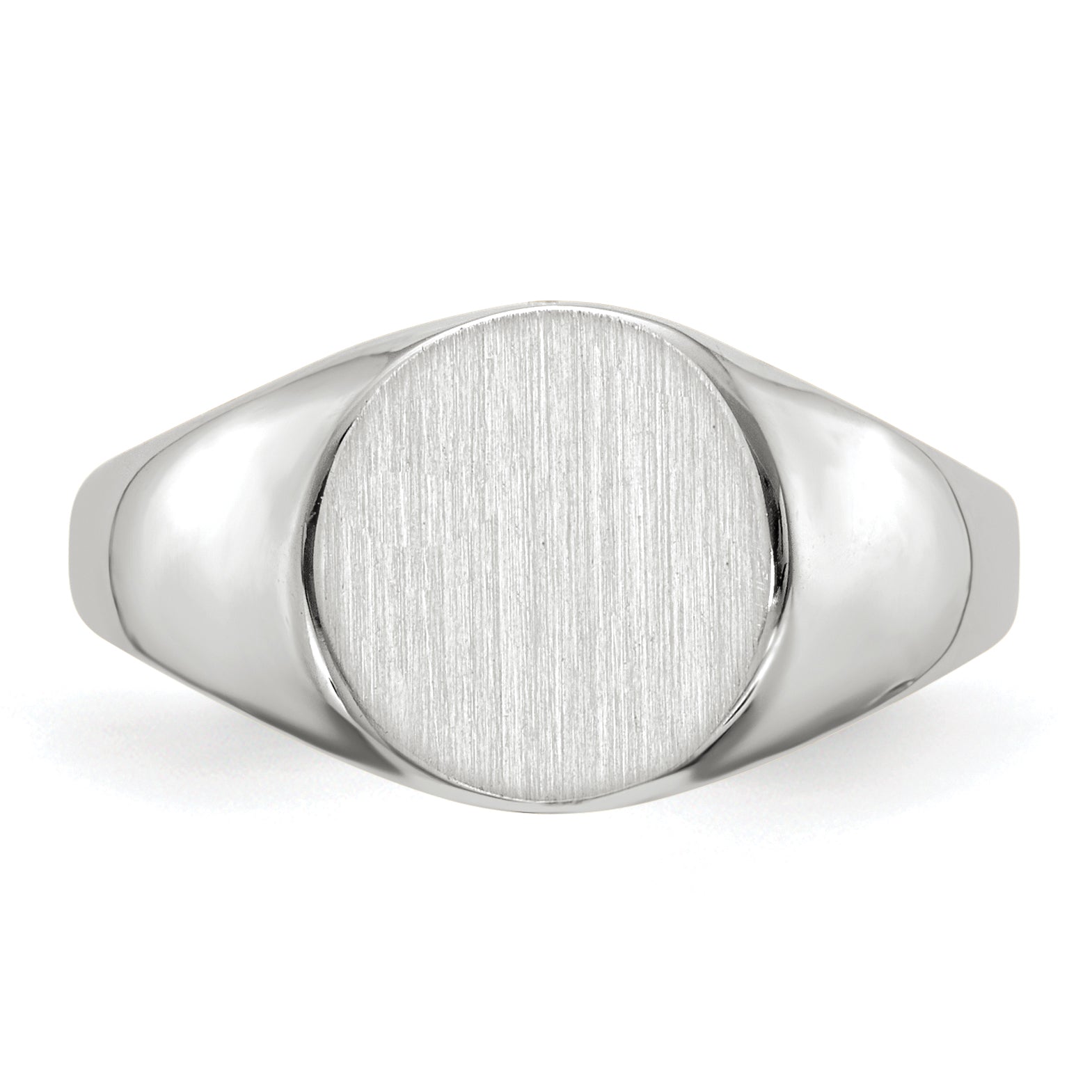 14k White Gold 9.0x9.5mm Round Closed Back Signet Ring RS569