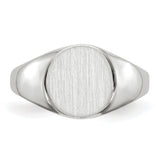 14k White Gold 9.0x9.5mm Round Closed Back Signet Ring RS569
