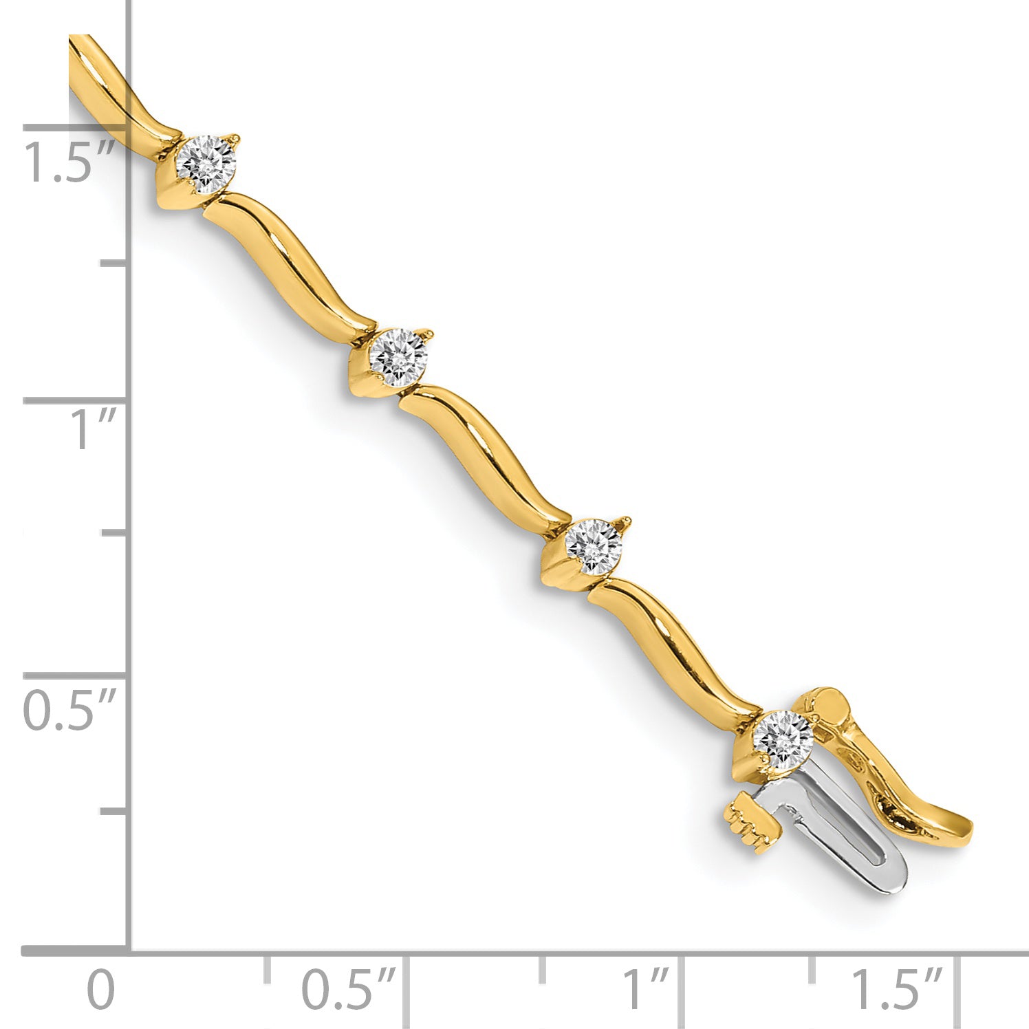 14k Complete 1 carat  Round AAA Diamond 2-prong Wavy Bar Link 7 inch Tennis Bracelet X656AAA
