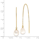 14k 7-8mm White Teardrop Freshwater Cultured Pearl Box Chain Threader Earrings XF713E