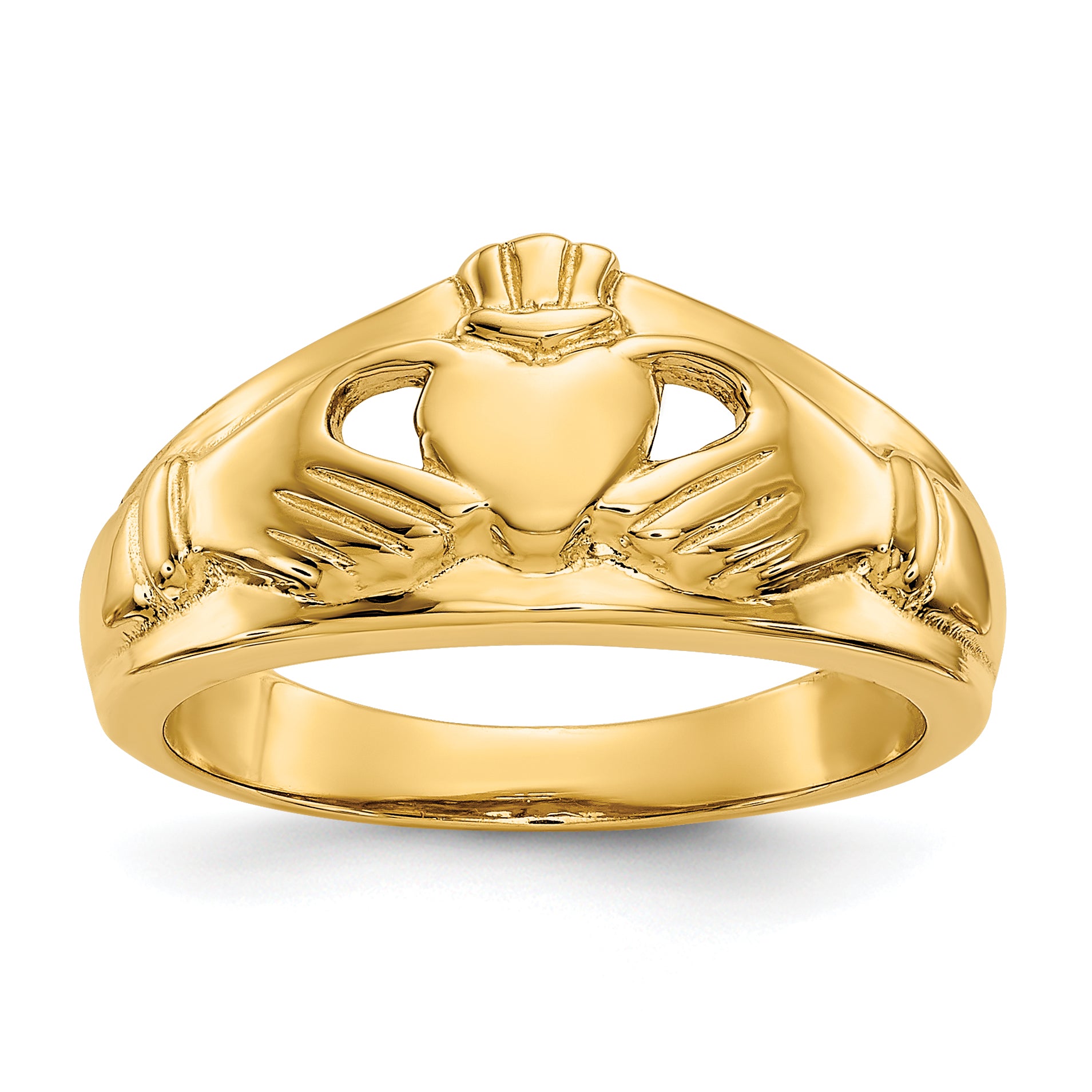 14k Ladies Polished Claddagh Ring D1853