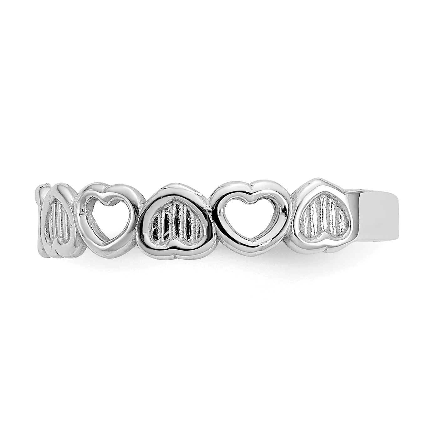 14k White Gold Polished Hearts Toe Ring K5110