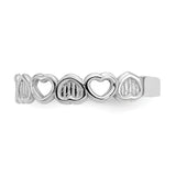 14k White Gold Polished Hearts Toe Ring K5110