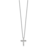 14k White Gold 1/4 carat Diamond Cross Pendant 18 inch Necklace PM1000