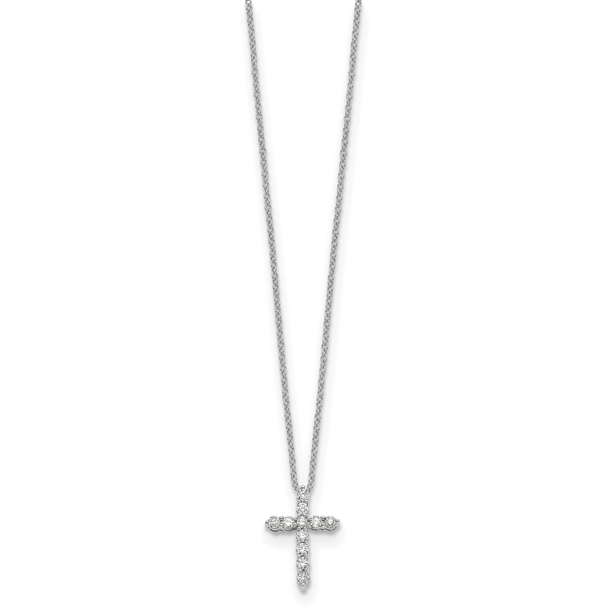 14k White Gold 1/4 carat Diamond Cross Pendant 18 inch Necklace PM1000