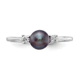 14k White Gold 5mm Black Freshwater Cultured Pearl and 1/15 carat A Diamond Ring X9742BP/A