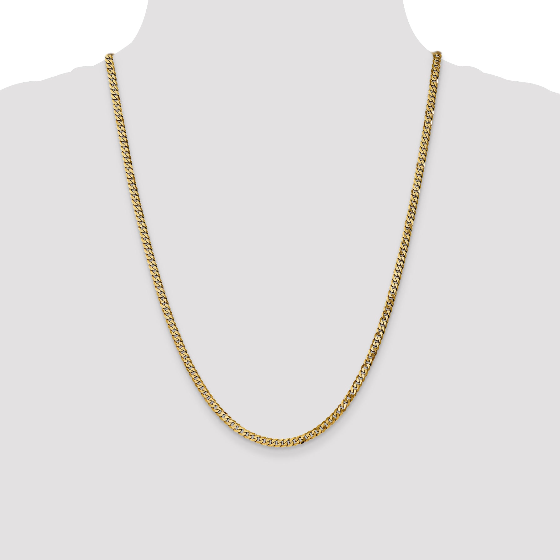 14K 26 inch 3.9mm Flat Beveled Curb with Lobster Clasp Chain FBU100