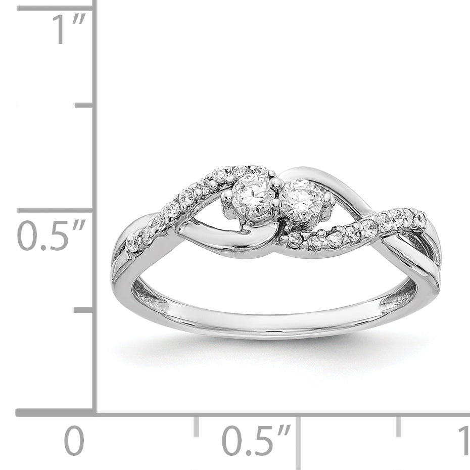 14k White Gold 2-Stone 1/4 carat Diamond Fancy Ring RM3840