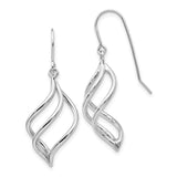 14K White Gold Swirl Dangle French Hook Earrings Z1155
