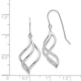 14K White Gold Swirl Dangle French Hook Earrings Z1155